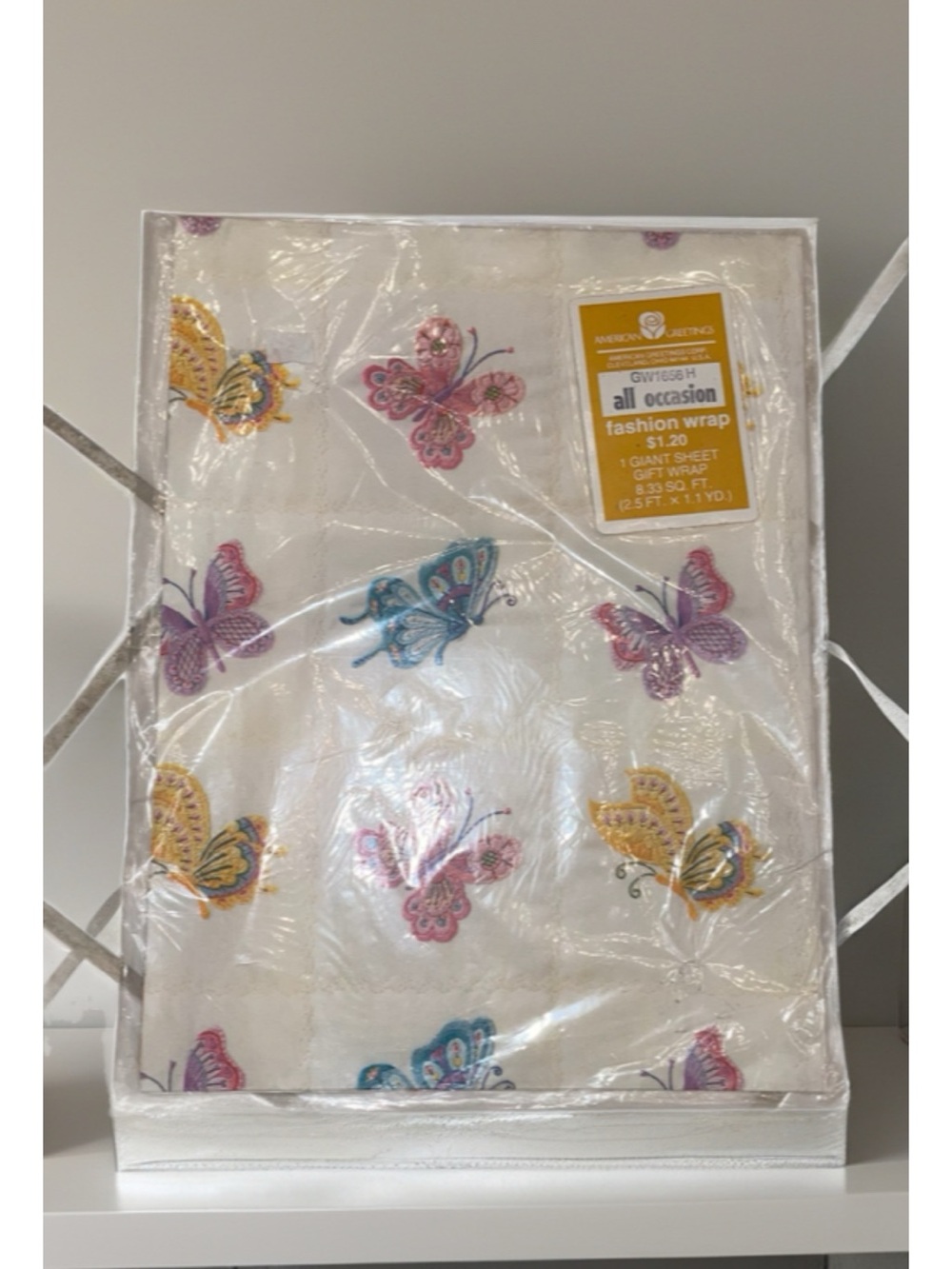 1970-80’s Vintage American Greetings butterfly gift wrapping paper (sealed)